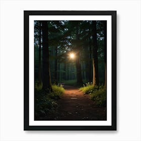 Path in the night forest Art Print