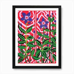 Pink And Red Plant Illustration Tradescantia Nanouk 2 Art Print