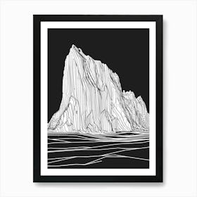 Pen Y Fan Mountain Line Drawing 3 Art Print