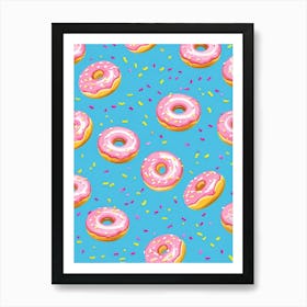 An Abstract Pattern Of Tiny Donuts Swirling With A Blend Of Pastel Pink Blue And Yellow Hues Set (2) Art Print