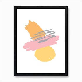 Pink and Orange Abstract Paint Shapes Art Print