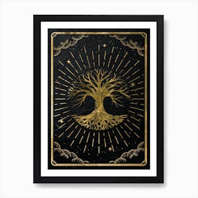 Gold Mystical Tarot: Tree of life Art Print