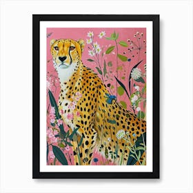 Floral Animal Painting Cheetah 4 Art Print