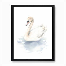 Baby Swan Watercolour Nursery 3 Art Print
