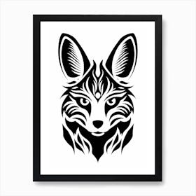 Linocut Fox Pattern 1 Art Print