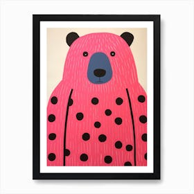 Pink Polka Dot Bear 6 Art Print