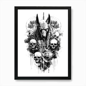 tribal skull anubis egyptian god Art Print