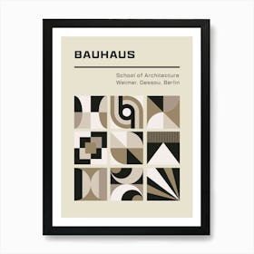 Neutral Bauhaus - Abstract Tiles Art Print