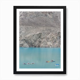 Turquoise Lake With Boats Art Print