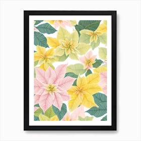 Poinsettia Pastel Floral 1 Flower Art Print