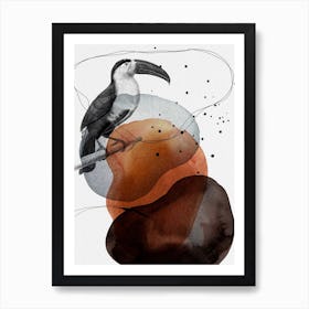 Feathered Friends Toucan Black & Brown Art Print