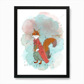 Squirrel With A Red Jacket Art Print