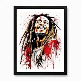 Bob Marley Portrait Ink Painting (4) Art Print
