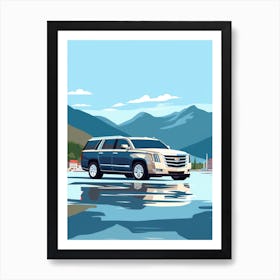 A Cadillac Escalade Car In The Lake Como Italy Illustration 1 Art Print