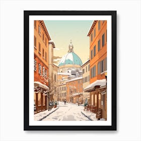 Vintage Winter Travel Illustration Florence Italy 2 Art Print