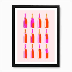 Pink Champagne Bottles Art Print