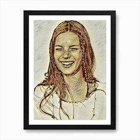 Drawing Of A Woman Smiling Art Print