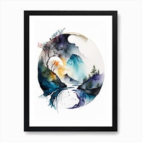 Landscapes 1 Yin And Yang Watercolour Art Print