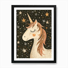 Unicorn With The Stars Muted Mocha Pastels 2 Art Print