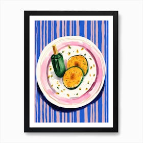 A Plate Of Pumpkins, Autumn Food Illustration Top View 65 Art Print