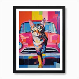 Oldsmobile 442 Vintage Car With A Cat, Matisse Style Painting 2 Art Print