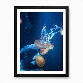 Blue Jellyfish, Oil Painting Art Print