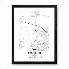 Hoogland,Netherlands Minimalist Map Art Print