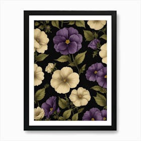 Default Rustic February Birth Flower Violet Black Cream 0 Art Print