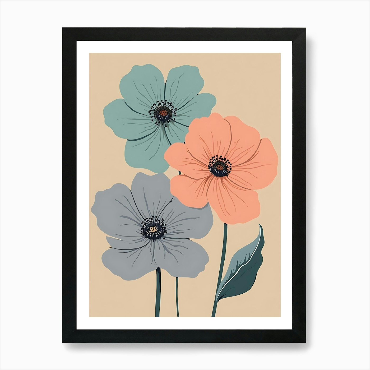Vintage Wildflower Prints | Hand-Dr Framed Wall Art Poster Canvas Print Picture