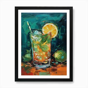 Min Julep Cocktail Oil Painting 2 Art Print