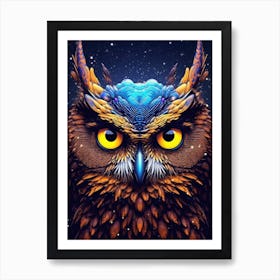 Tripping Owl in Space Art Print