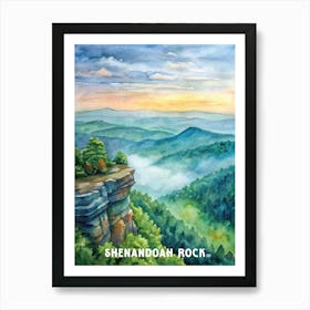 Shenandoah Rock National Park Watercolor Painting Poster