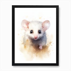 Light Watercolor Painting Of A Baby Possum 8 Art Print