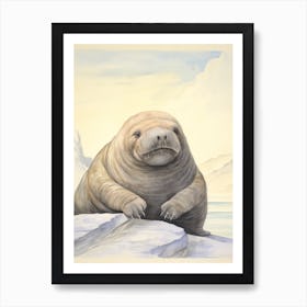 Storybook Animal Watercolour Walrus 2 Art Print