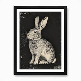 Argente Blockprint Rabbit Illustration 3 Art Print