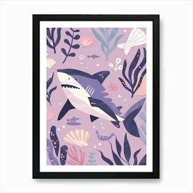 Purple Carpet Shark Illustration 1 Art Print