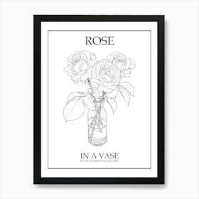 Rose In A Vase Line Drawing 6 Poster Art Print