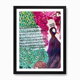 Peacock In Cherry Blossom Art Print