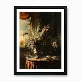 Baroque Floral Still Life Fountain Grass 3 Art Print