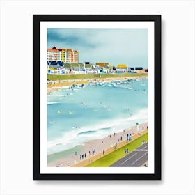 Weymouth Beach, Dorset Contemporary Illustration 1  Art Print