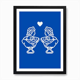 Venus And Jupiter Love Blue Art Print