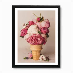 Peony Scoops Ice Cream Cone Art Print