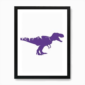 Purple T Rex Dinosaur Silhouette 3 Art Print