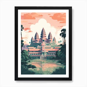 Angkor Wat   Siem Reap, Cambodia   Cute Botanical Illustration Travel 0 Art Print