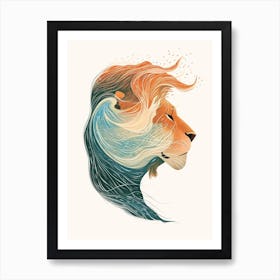 African Lion Facing A Storm Clipart 3 Art Print