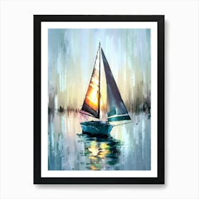 Sailboat At Sunset 1 Art Print