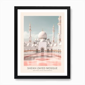 The Sheikh Zayed Mosque Abu Dhabi United Arab Emirates Travel Poster Art Print