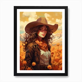 Wanderlust Cowgirl Illustration 1 Art Print
