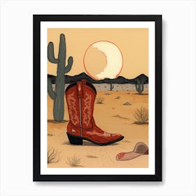 A Cowboy Boot In The Desert 1 Art Print