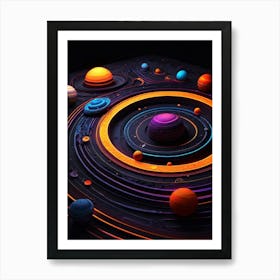 Default Neon Black Light Sgraffito Solar System 3d Illustratio 3 (5) Art Print